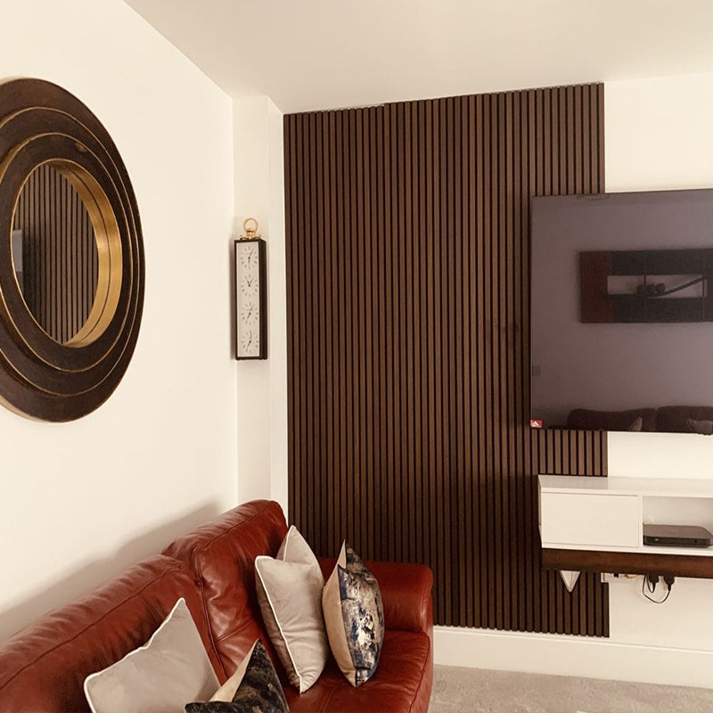Akoestische wandpanelen - 280 x 60 cm - Gerookt Eiken - Lattenwand - Akupanel