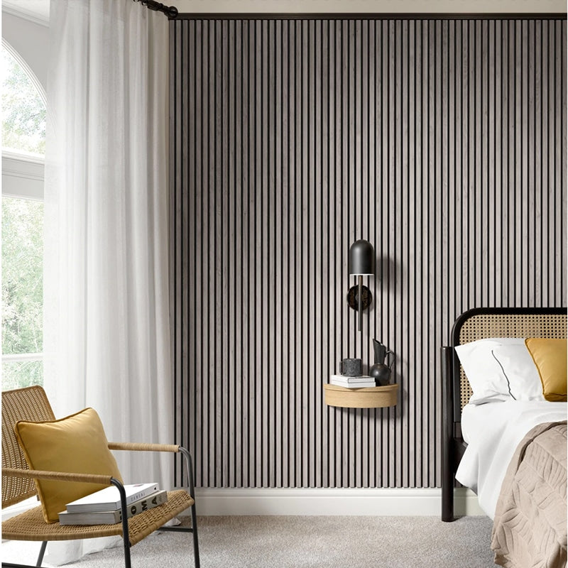 Akoestische wandpanelen - 280 x 60 cm - Grijs Eiken - Lattenwand - Akupanel - 3 Zijdig houtfineer 6