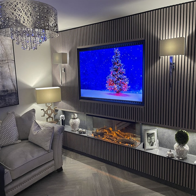 Akoestische wandpanelen - 280 x 60 cm - Grijs Eiken - Lattenwand - Akupanel - 3 Zijdig houtfineer 8