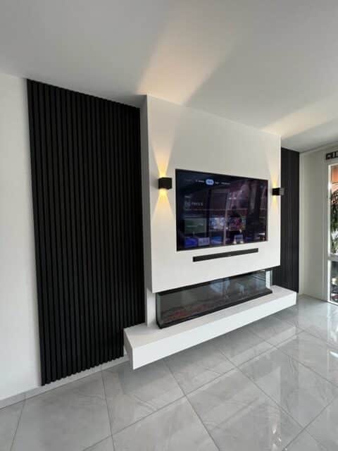 Akoestische wandpanelen - 280 x 60 cm - Zwart Eiken - Lattenwand - Akupanel 4